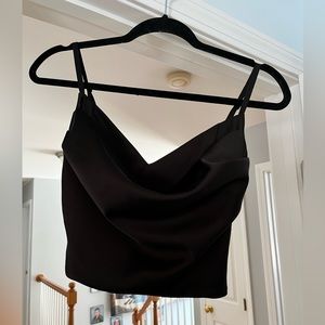 EUC Black Satin Cropped Spaghetti Strap Top